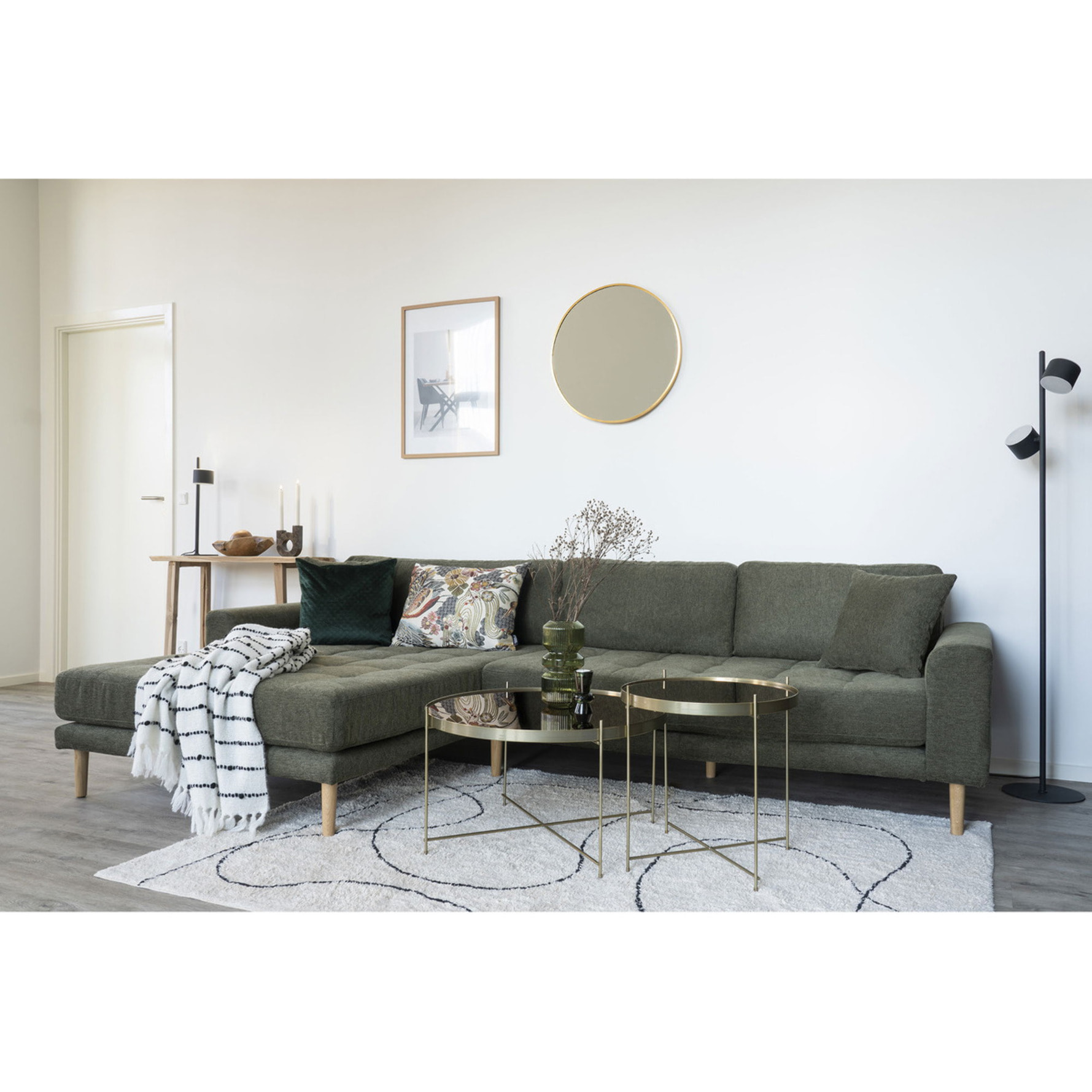 Specchio tondo da parete Madrid in alluminio color ottone ø60 cm