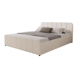 KANSAS Lit avec coffre de rangement 160x200cm en velours beige
