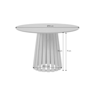 Table à manger ronde bois d'hévéa placage chêne 4 places ANGÈLE