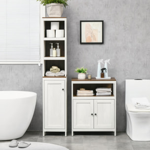 Mueble Auxiliar Baño Moderno Armario de Baño con 3 Estantes Abiertos y 2 Estantes Ajustables Mueble Auxiliar de Almacenaje para Salón Dormitorio 32x30x161 cm Blanco