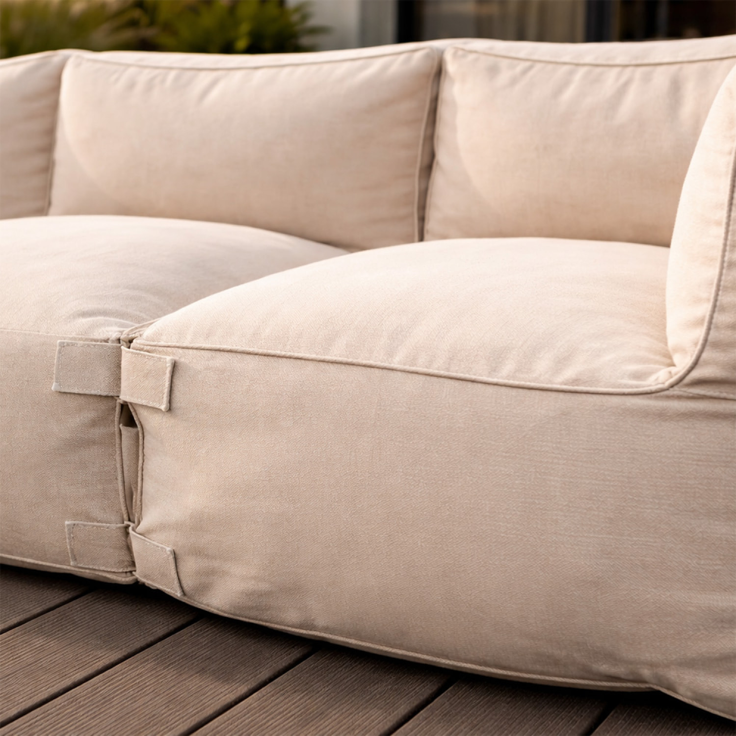 VERONE Salon de jardin modulable 4 places beige en tissu déperlant