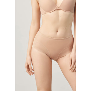 Slip a vita alta in tulle beige