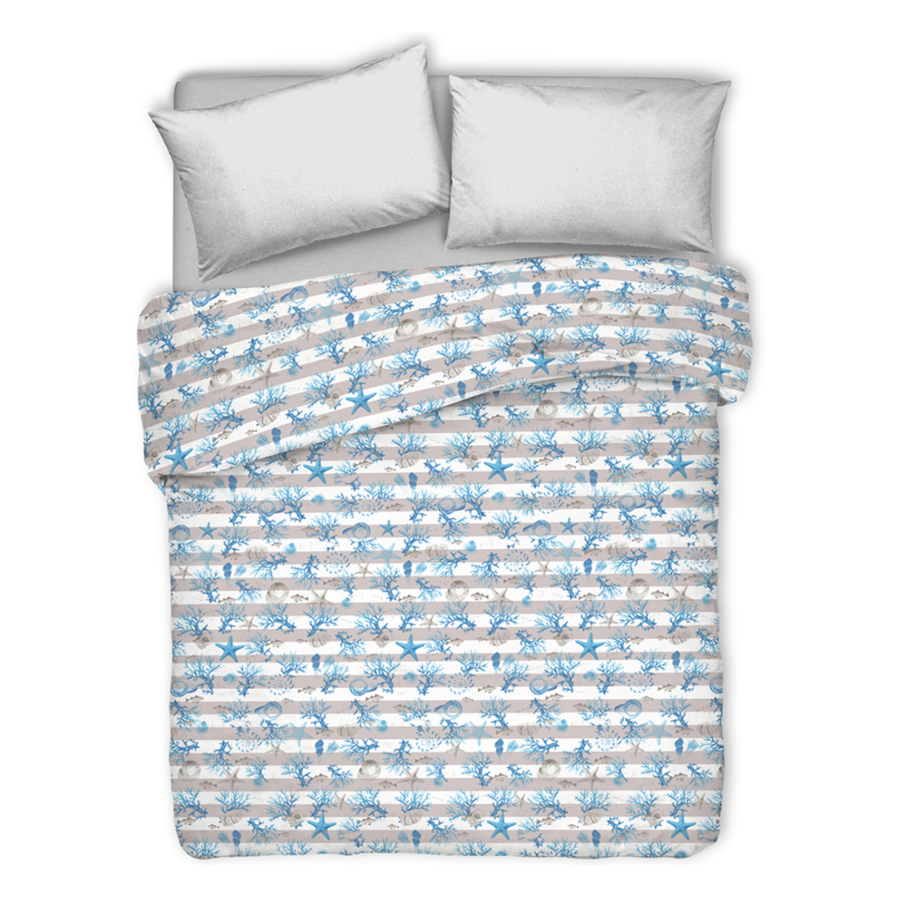 Copriletto di cotone marina riga azzurro