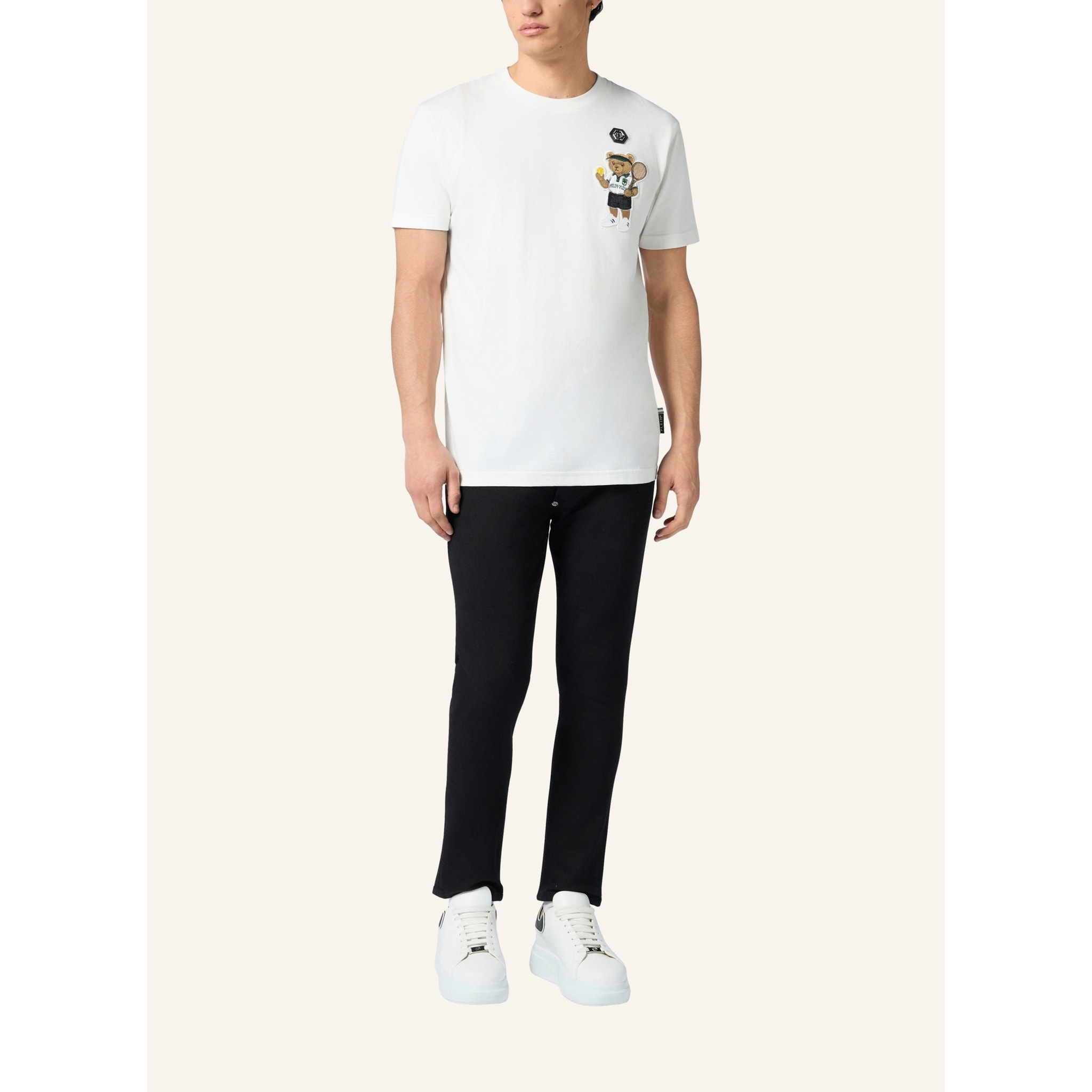 PHILIPP PLEIN Round Neck T-Shirt Teddy Tennis Patch