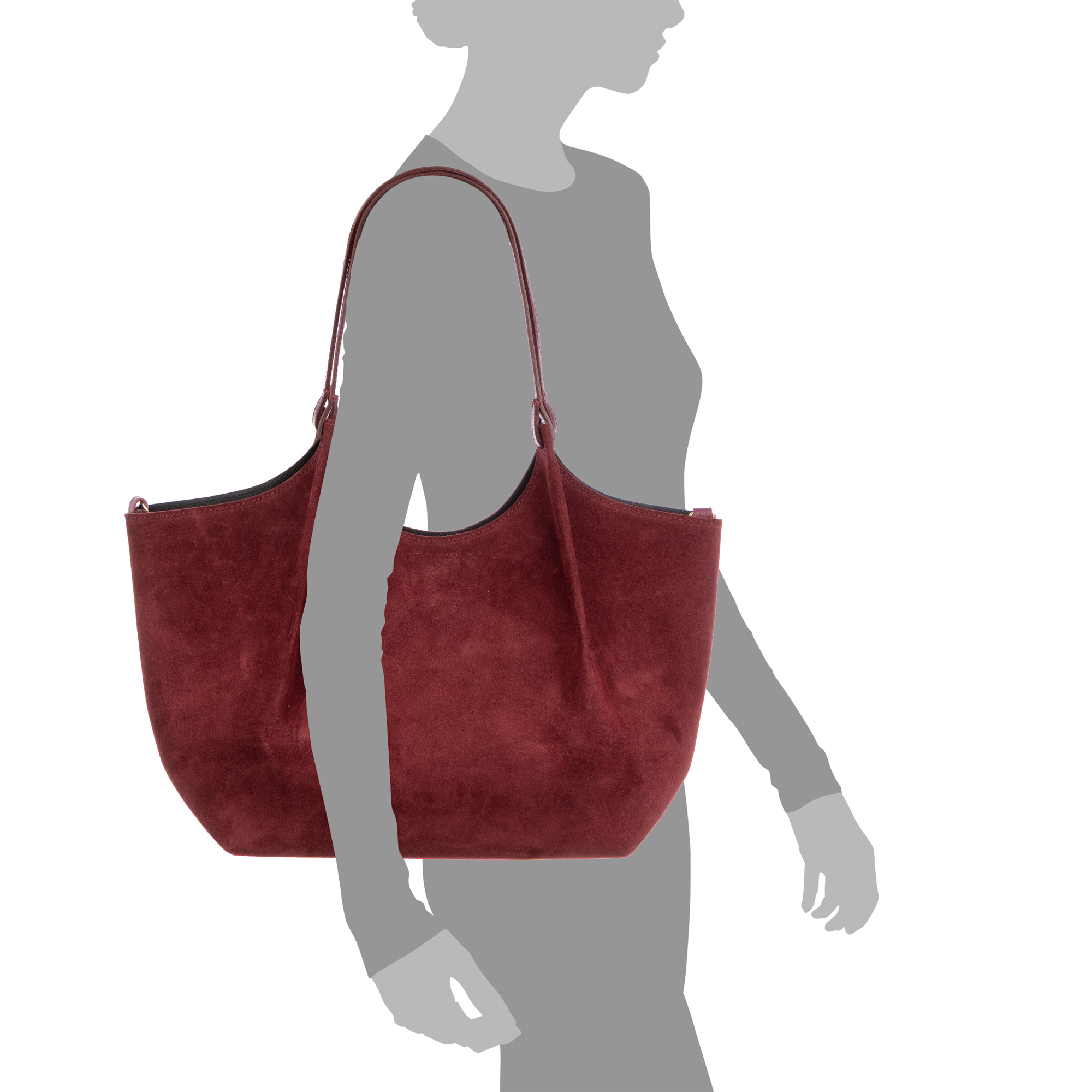 Bascapè Bolso Tote Mujer. Piel auténtica Gamuza.