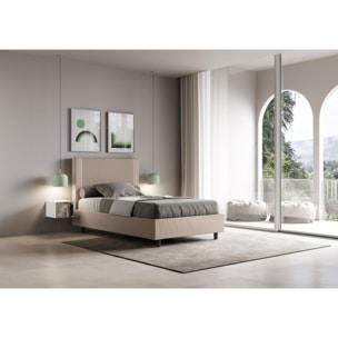 Cama sin somier acolchada 120x210 cuero sintético gris paloma Goya