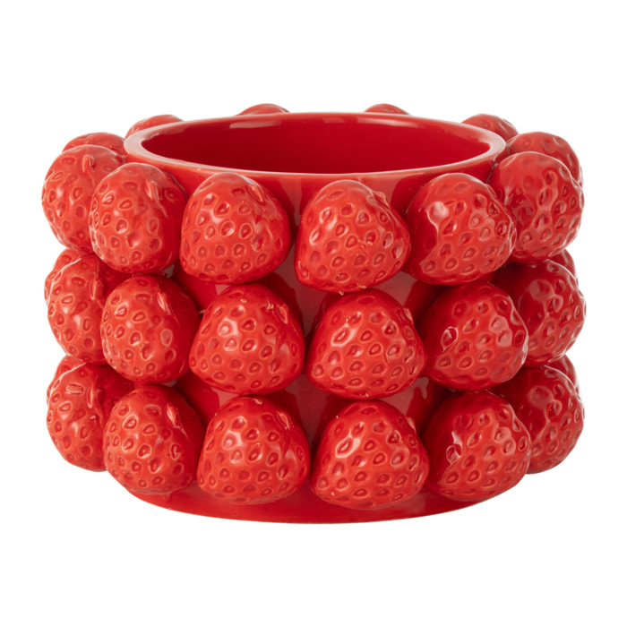 J-Line cache-pot Fraises - céramique - rood - medium - Ø 19.5 cm