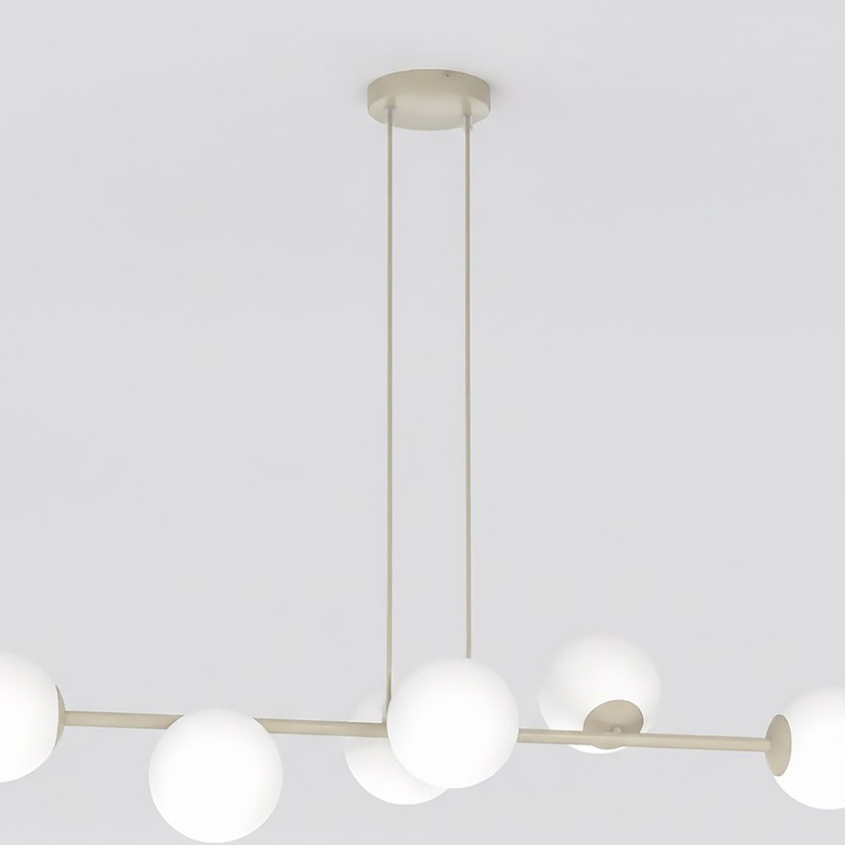 Lampada a sospensione Magnus in acciaio moka e vetro opale