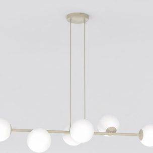 Lampada a sospensione Magnus in acciaio moka e vetro opale