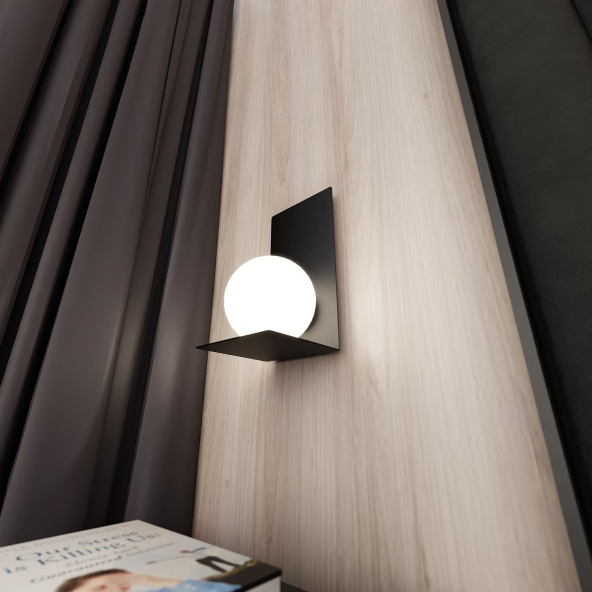 Lampada da parete FORM in acciaio nero e vetro
