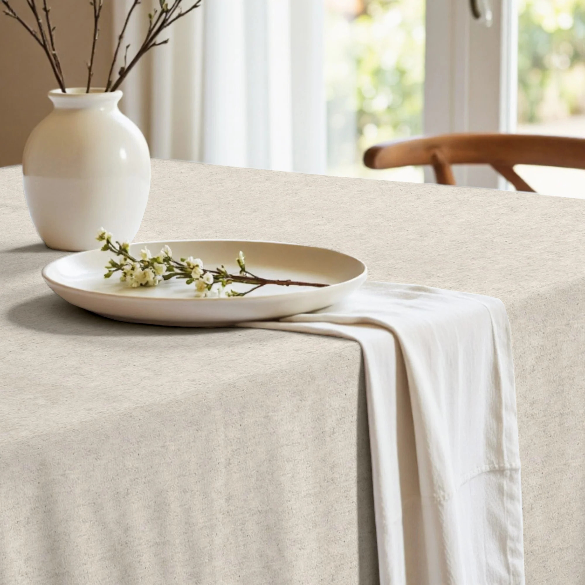 Nappe en résine anti-taches XL Uni lin 101