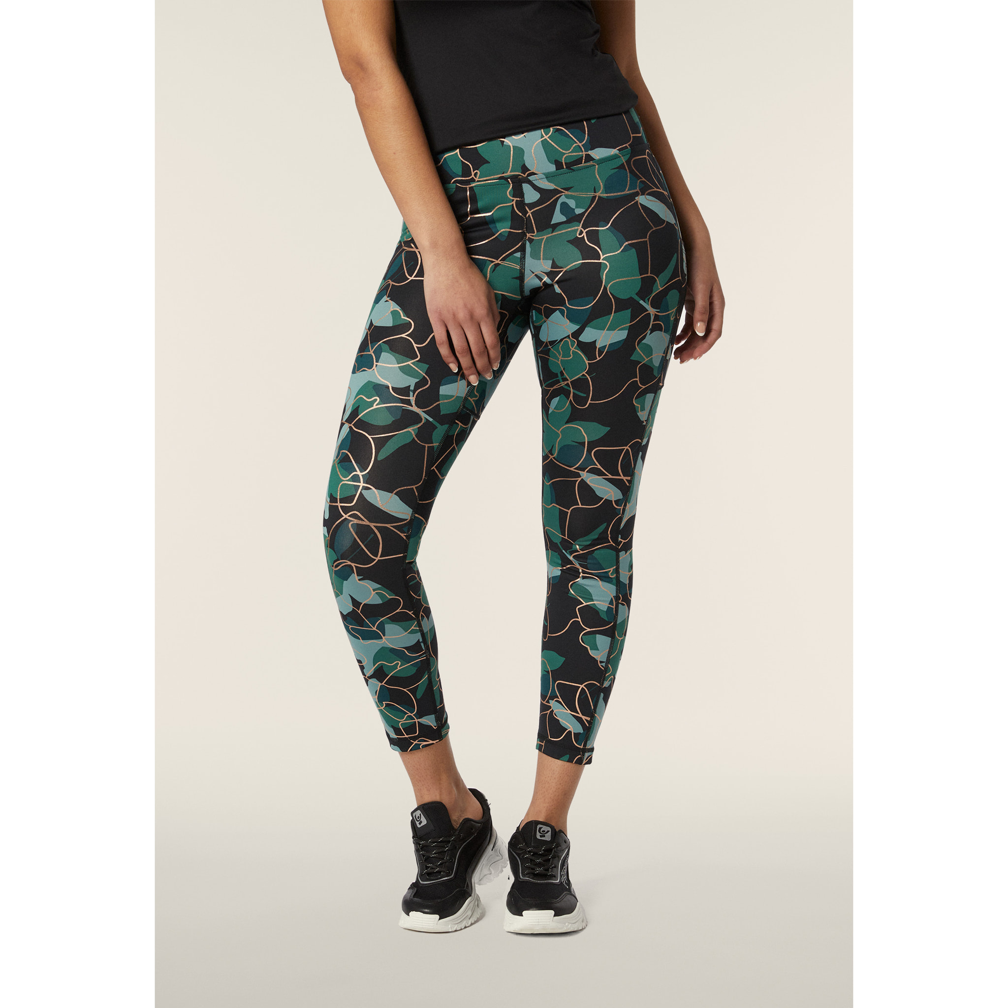 Leggings 7/8 vita alta in tessuto tecnico fantasia floreale