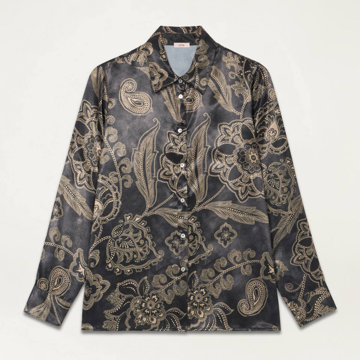 Oltre - Patterned satin shirt - Gris