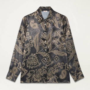 Oltre - Patterned satin shirt - Gris