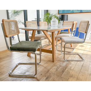 Lot de 2 chaises en cannage et velours côtelé - MUSE