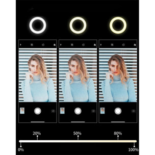 Anneau lumineux pour Selfie extensible et ajustable avec trepied Noir