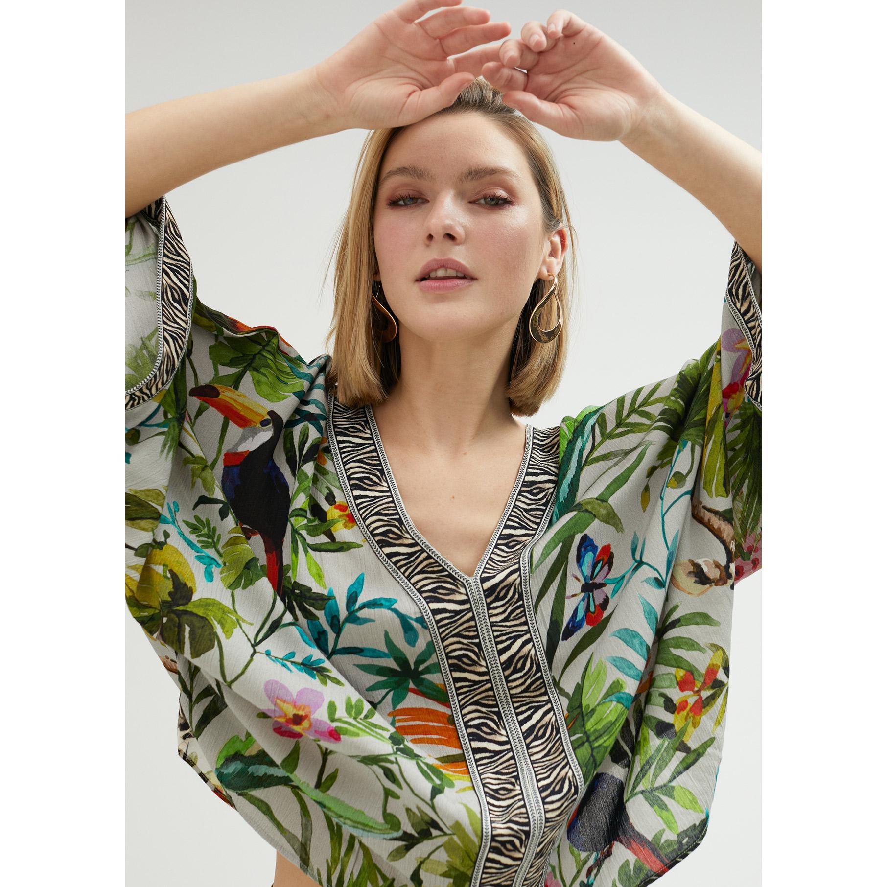 Top lungo aperto stampa jungle