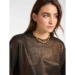 Elena Mirò - Camiseta de punto laminado - Marrón