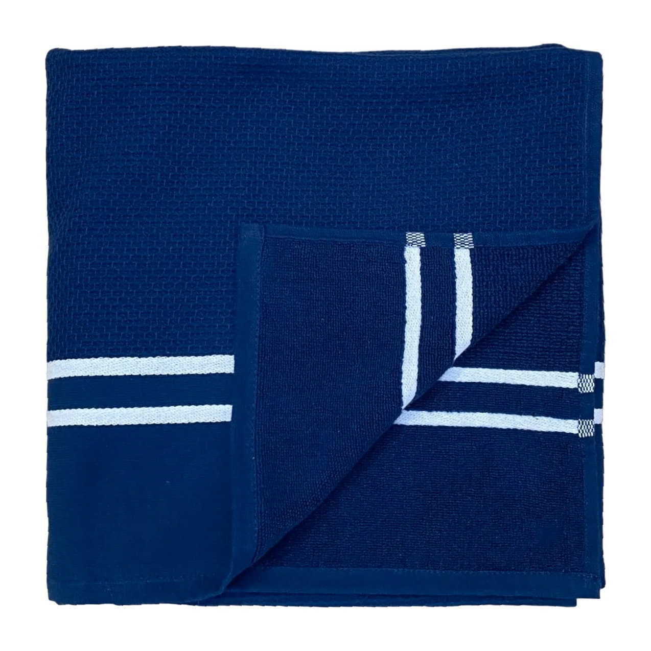 Fouta doublée éponge L - Waffle Navy - 355g/m²