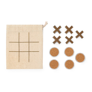 Gioco tris 10 pezzi in sughero naturale. Copertina in cotone