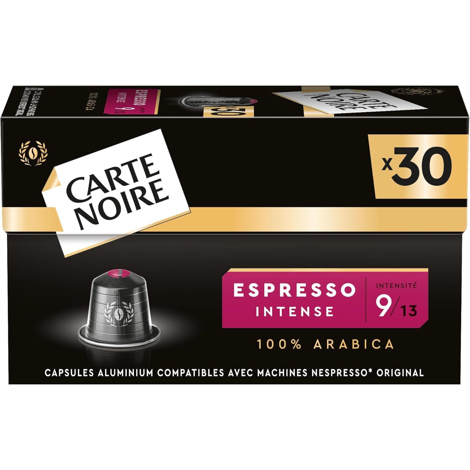 image-Capsules Compatibles Nespresso Aluminium Espresso N9 Intense x30