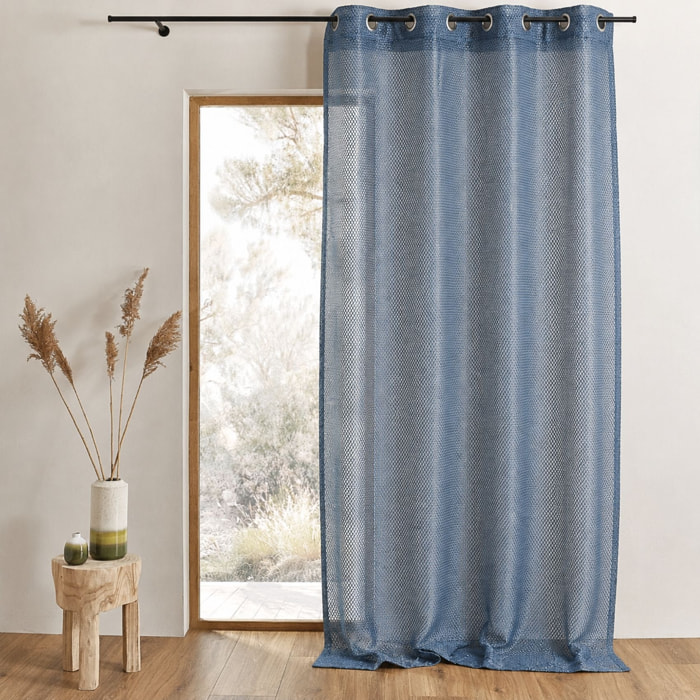 Voilage en organza fantaisie  - Effet 'résille' - Bleu