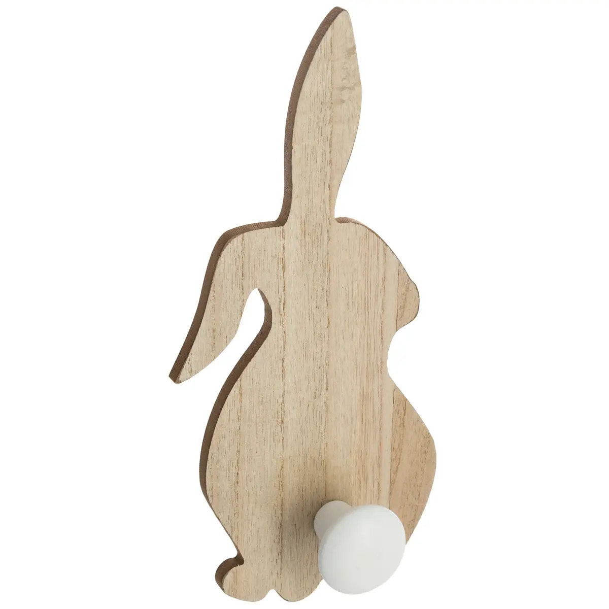 Patère enfant "Lapin" - bois - blanc - 14x30 cm