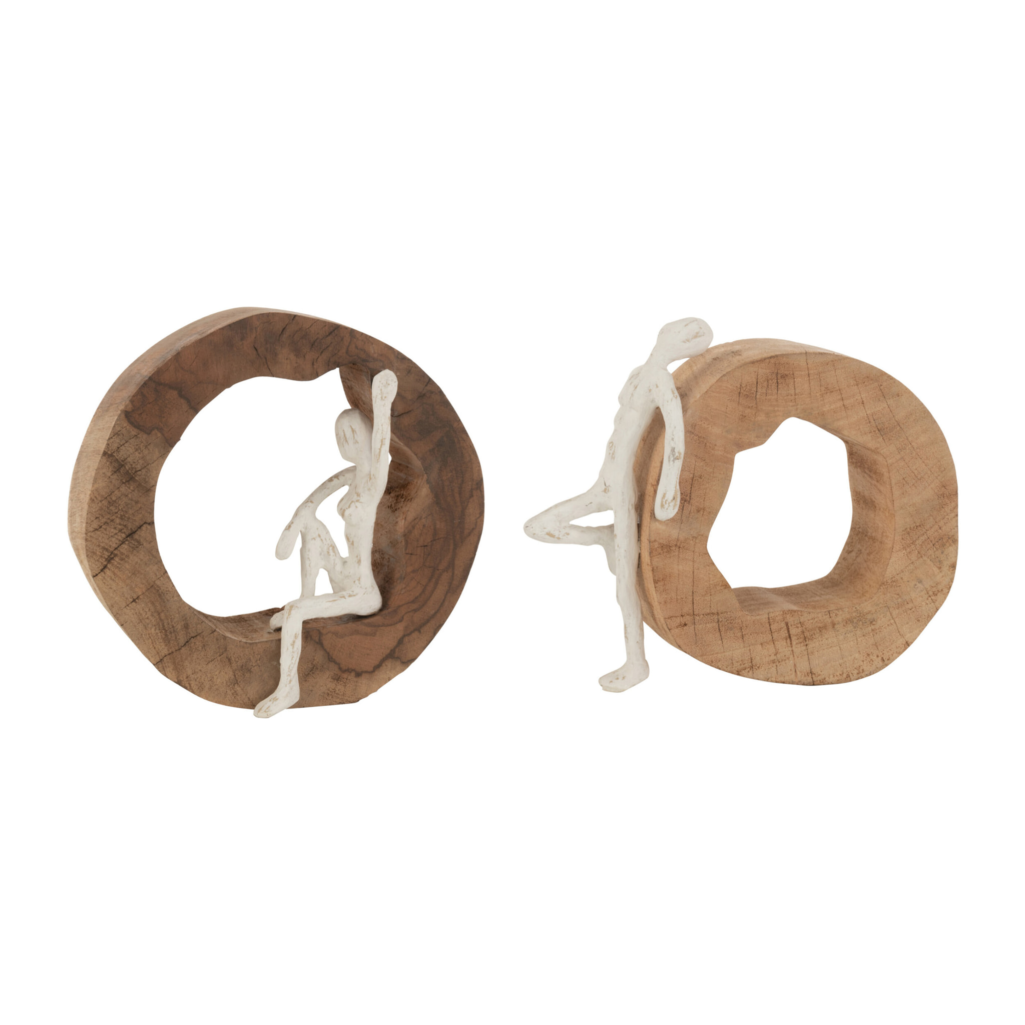 J-Line décoration Personnage Repos - bois - naturel/blanc - 2 pcs