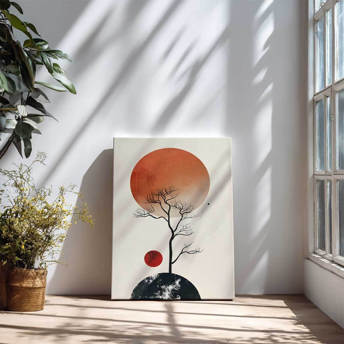 Tableau arbre et soleils minimalistes Toile imprimée
