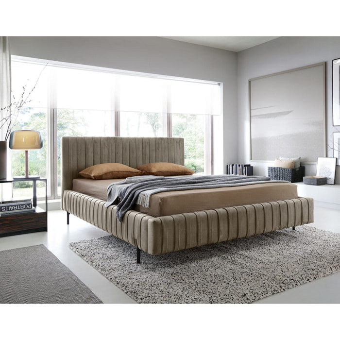 Flavio - lit coffre - 160x200 cm - sommier inclus - en simili - Taupe