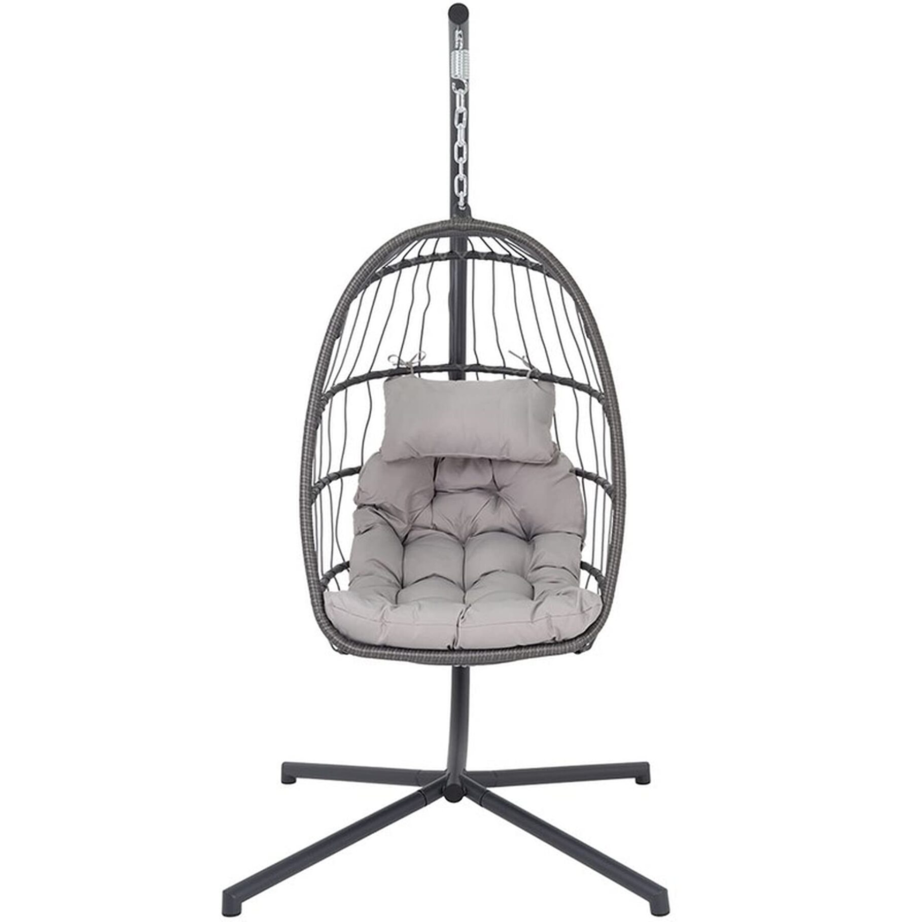 Poltrona sospesa in rattan sintetico e metallo - GRIGIO