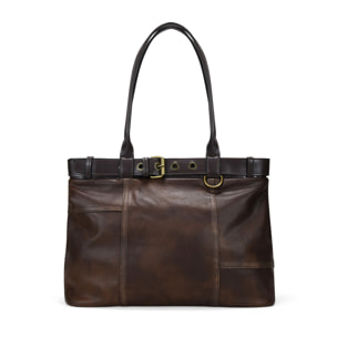 Bolso de hombro marrón vintage con cinturón