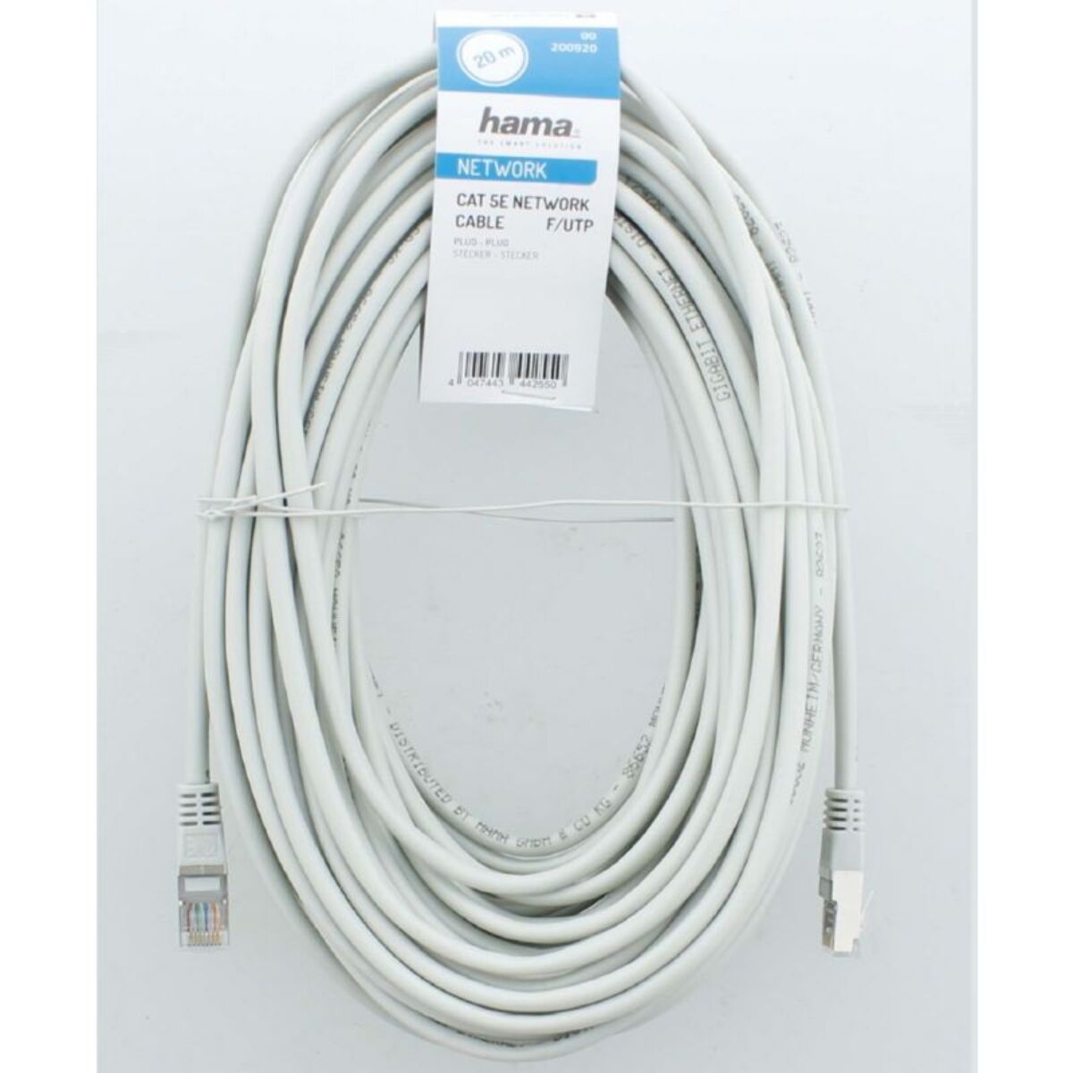 Câble Ethernet HAMA RJ45 20M Droit CAT5e Gris