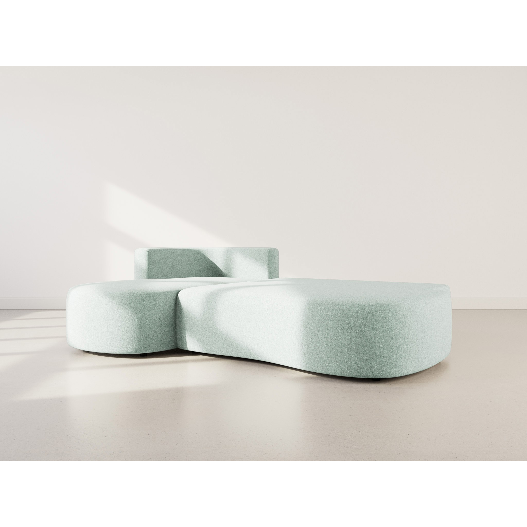 Mahina - canapé d'angle gauche 4 places convertible avec coffre en tissu texturé - Bleu