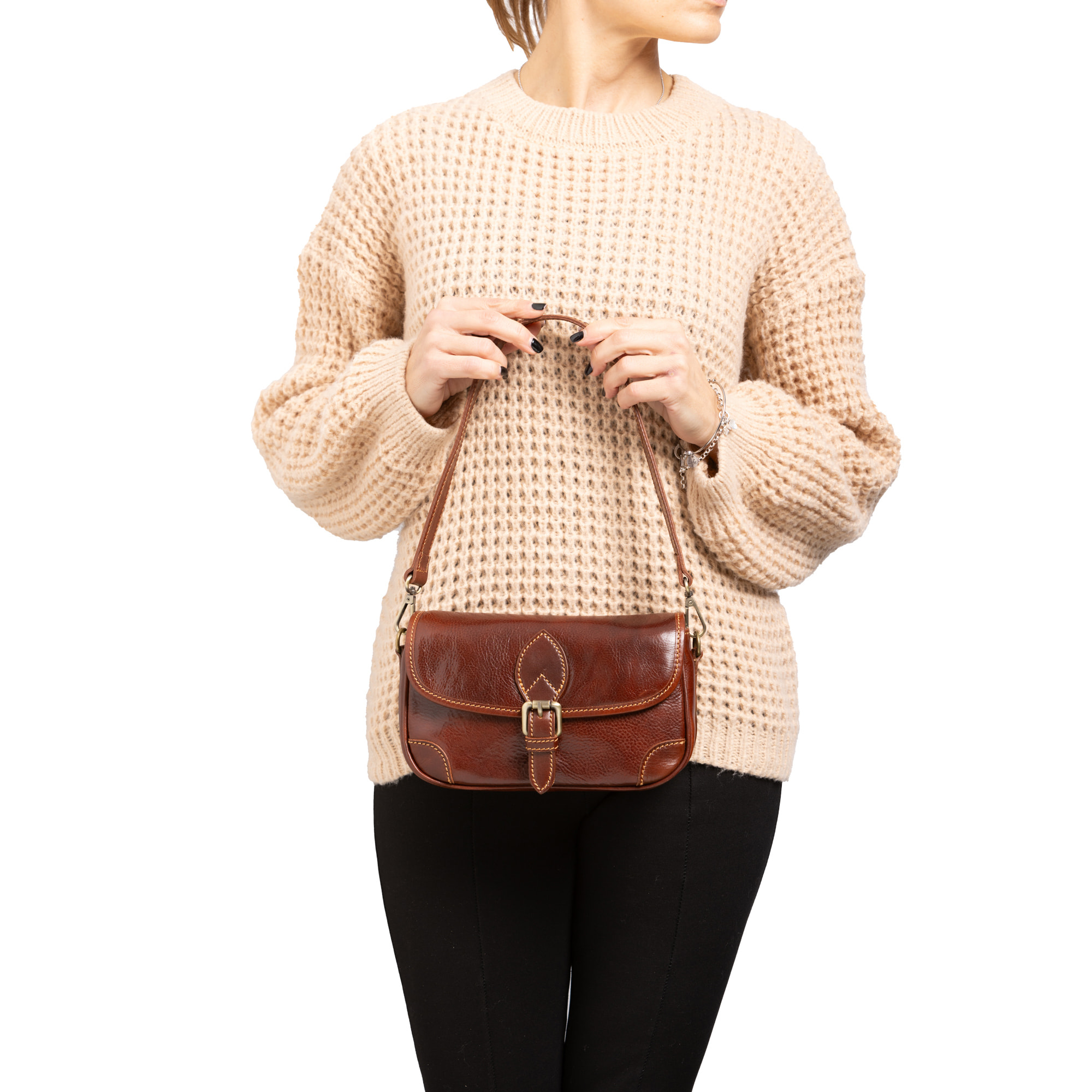Borsa a spalla  da donna In Vera pelle Made in Italy 14x23x9 cm