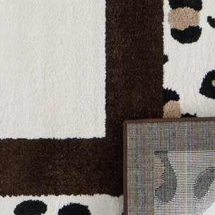 LEOVAH - Tapis de salon marron à motif léopard