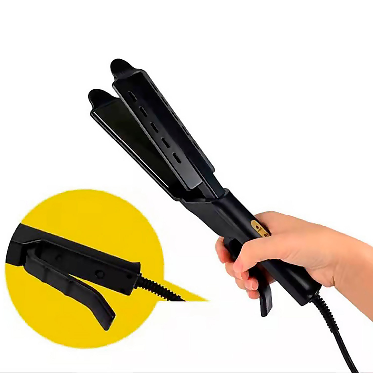 Plancha de pelo con indicador de temperatura y 4 niveles de calor.