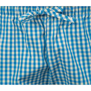 Pigiama leggero DONNA cotone bianco quadretti celesti