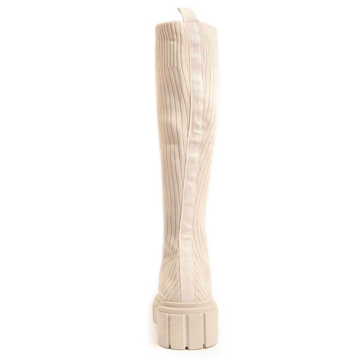 Bota De Plataforma - Beige - Altura: 5 Cm