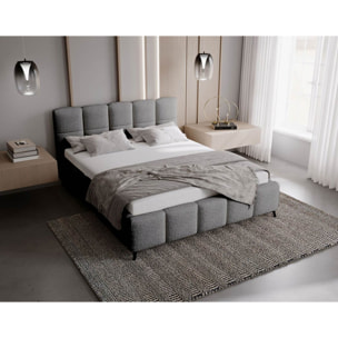 Paulito - lit coffre - 140x200 cm - sommier inclus - en tissu bouclette - Gris