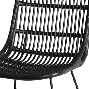 Lot de 2 chaises en rotin et pieds en métal noir - Moon