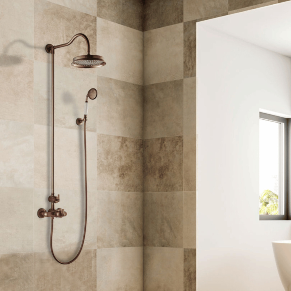 Colonne douche thermostatique rétro recoupable Paini Lady's Auburn