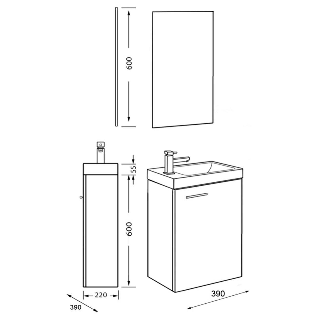 Ensemble de salle de bain LAVEMAINS 40 Alday, 40cm, Bois Cendre