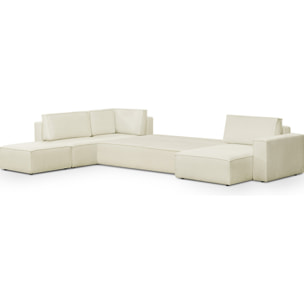 Canapé d'angle gauche convertible 8+1 places en tissu bouclé - HARPER MOD