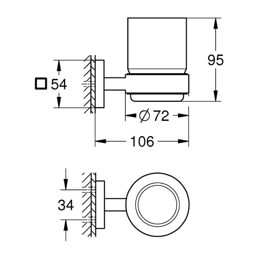 GROHE QuickFix - Start Cube - Verre en cristal avec support - Fintion Supersteel 41097DC0 (à visser ou à coller)