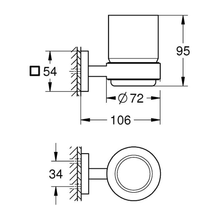 GROHE QuickFix - Start Cube - Verre en cristal avec support - Fintion Supersteel 41097DC0 (à visser ou à coller)