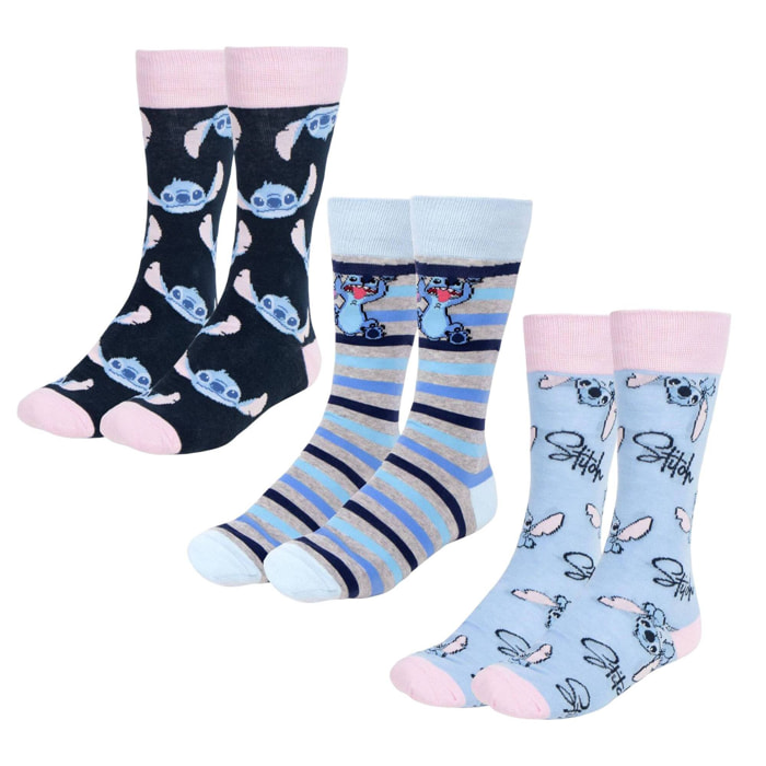 Set de 3 Calcetines con diseño de Stitch azules