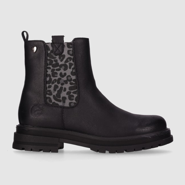 Botines de Piel Sintética - Negro - Tacón: Bajo