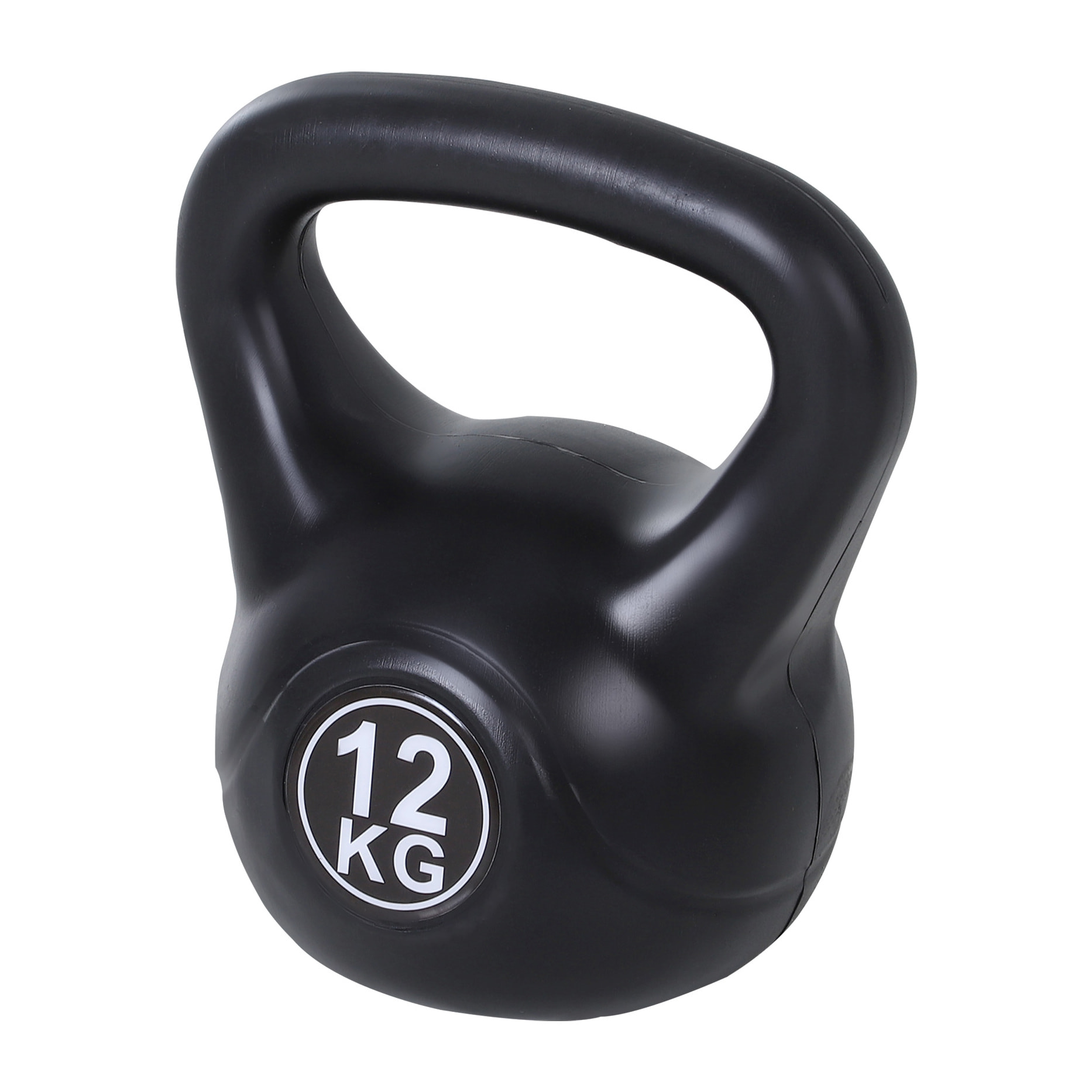 Kettlebell 12 Kg - haltère boule - poignée ergonomique - PVC noir