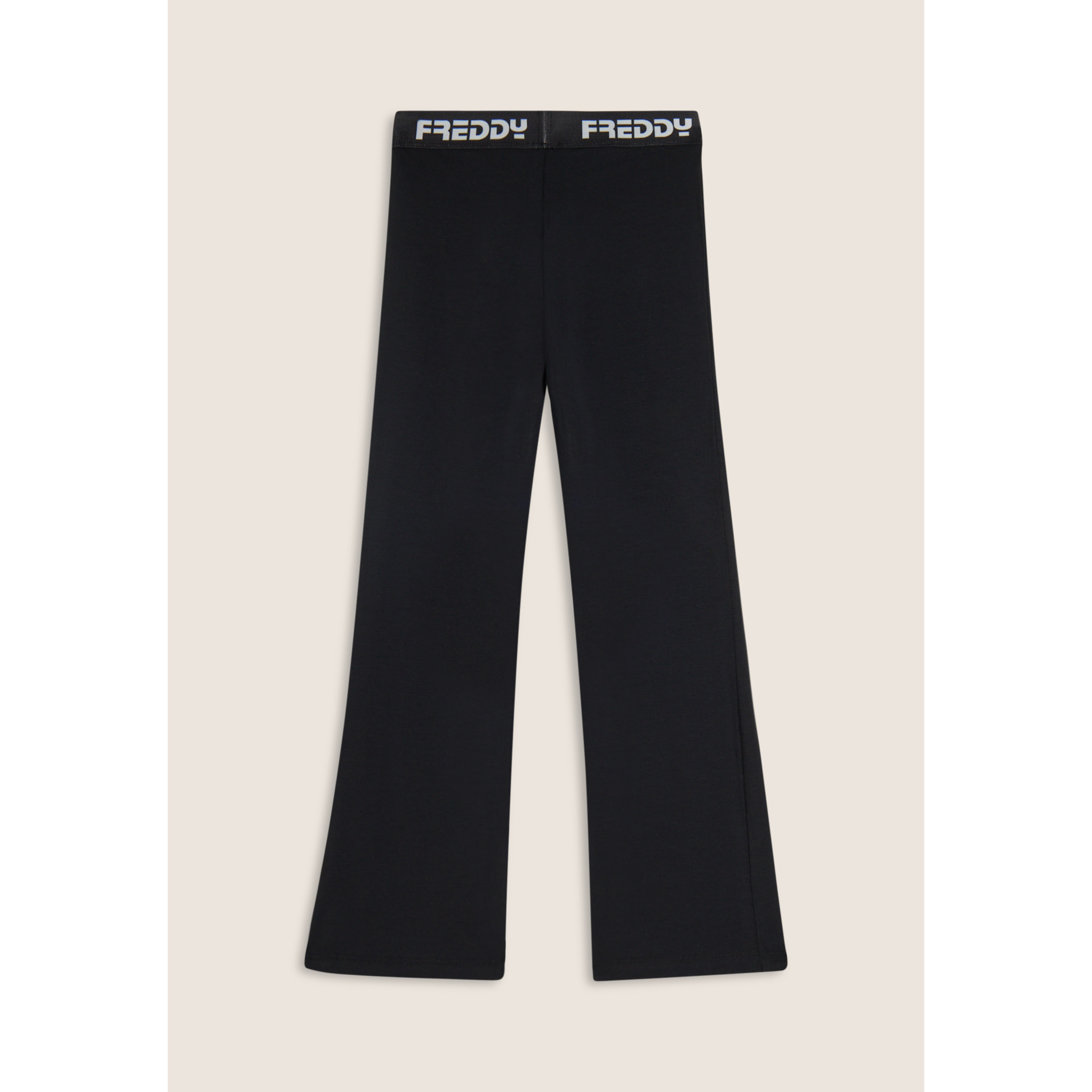 Pantaloni sportivi a zampa con elastico logato